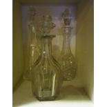 A Mixed Lot of Crystal & Glass Decanters, also to include assorted crystal liqueur glasses, (17)
