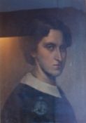 British School 19th Century "Portrait of a Female" Oil on Canvas, 48 x 37cm, in a gilt gesso