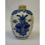 A Chinese Old Nankin Pottery Vase, Kang Hsi Period 1662-1722, of oviform shape, painted with