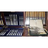 A Mixed Lot of Silver Cutlery, to include eleven matching silver fish knives and forks with bone