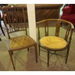 An Edwardian Mahogany Bow Back Armchair, 69cm high, also with a mahogany parlour chair, 96cm