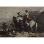 After Sir Edward Landseer R.A (English 1802-1873) "Hawking Party" Colour Lithograph, 58 x 85cm, in a