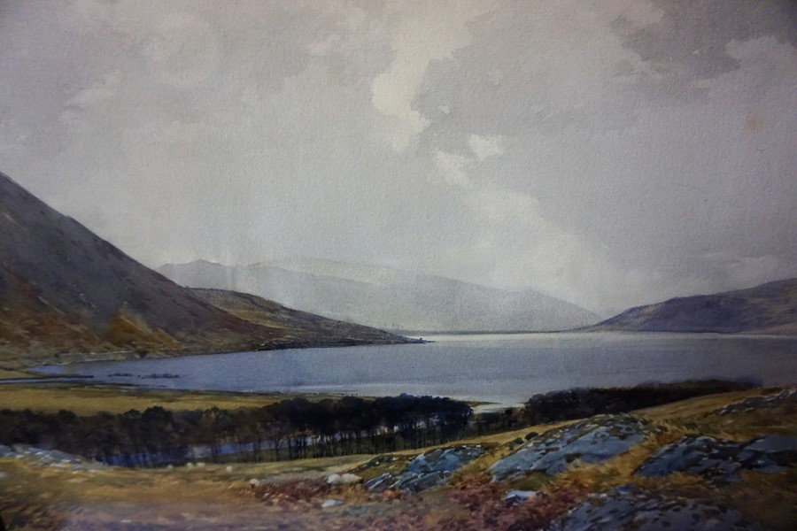 Tom Scott RSA (Scottish 1859-1927) "St Mary,s Loch From Below Henderland" Watercolour, signed and - Image 4 of 8