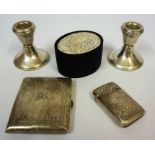 A Small Mixed Lot of Silver, to include a cigarette case and vesta box, overall silver weight 4.