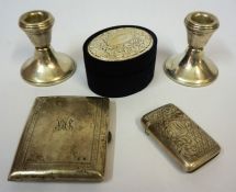 A Small Mixed Lot of Silver, to include a cigarette case and vesta box, overall silver weight 4.