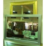 Two Modern Wall Mirrors, In gold and silver coloured frames, 73, 107cm high, (2)