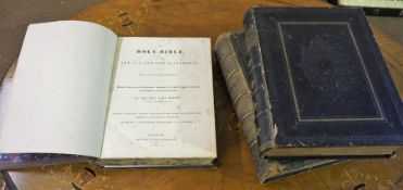 A Victorian Leather Bound Bible, with the commentaries of Scott and Hendry, with illustrations, also