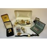 A Large Quantity of Costume Jewellery, to include brooches, wristwatches, necklaces etc, also with
