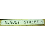 A Painted Metal Street Sign for Mersey Street, circa 1940s, 7 x 110cm