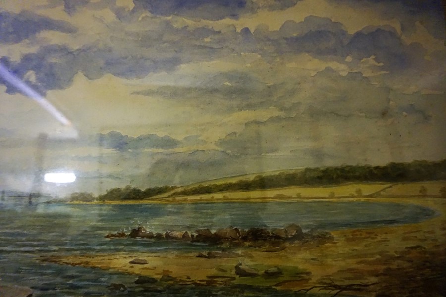 British School 19th Century "River & Landscape Scene" Watercolour, Monogrammed with initial A and