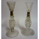 Two Near Matching 19th Century Cut Glass Goblets, In the Georgian taste, with a claret shaped bowl