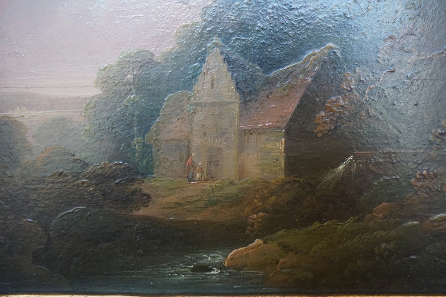 British School 19th Century "Cottage Landscape Scenes" Oil on Board, A pair, unsigned, 17 x 22. - Image 9 of 15