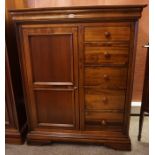 A Willis & Gambier Louis Phillipe Style Cherry Wood Gentlemans Wardrobe, With a large door enclosing