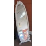 A French Style Painted Cheval Mirror, raised on a folding easel support, 155cm high