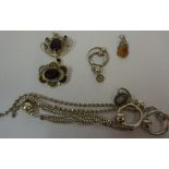 A Mixed Lot of Silver & White Metal Jewellery, to include an Art Nouveau style pendant, set with
