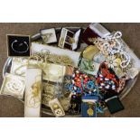 A Large Quantity of Costume Jewellery, On a silver plated tray,