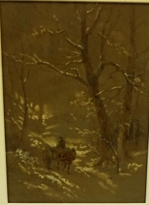 Henry Earp (1831-1914) "Winter Landscape in Sussex" Watercolour, signed lower right, 22.5 x 16.