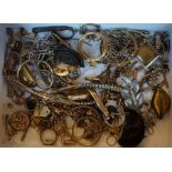 A Mixed Lot of Yellow Metal and Assorted Scrap Jewellery, To include watch straps, rings, T-bar etc
