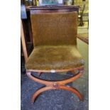 An Antique Oak Chair, With X form under stretchers, a/f, 80cm high, also with an occasional table,