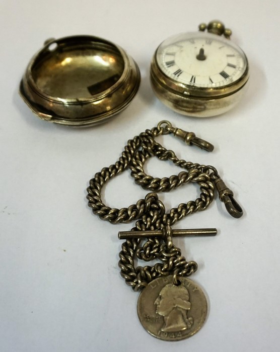 A Regency Silver Pair Cased Key Wind Pocket Watch, Hallmarks for London 1819, stamped with - Image 2 of 4