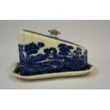 A Copeland Spode and Tower Blue & White Pottery Cheese Dish with Cover, 14cm high