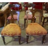 Two Pairs of Victorian Dining Chairs, to include a pair of mahogany chairs with tablet top above