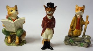 A Royal Doulton Porcelain Figure of a Dressed Standing Fox, 13cm high, also with two Border Fine