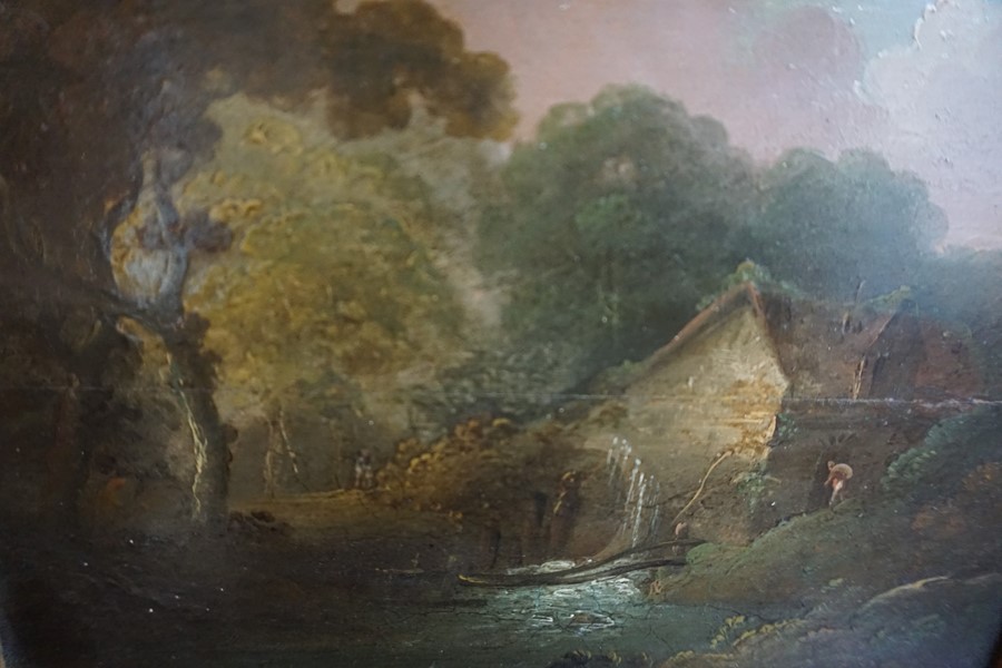 British School 19th Century "Cottage Landscape Scenes" Oil on Board, A pair, unsigned, 17 x 22. - Image 2 of 15