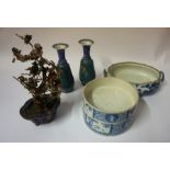 A Mixed Lot of Chinese Export Porcelain, To include a pair of cloisonne revival vases, circa 19th