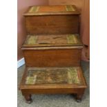 A Set of Victorian Pine Bed Steps, with a drawer to the middle step, raised on turned feet, 68cm