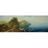 Roland Stead "Castle Rock Devon" Watercolour, signed lower left, 26 x 77cm, framed