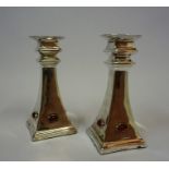 A Pair of Arts & Crafts Silver Plated Candlesticks, Designed by J.Muir Glasgow School of Art,