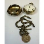 A Regency Silver Pair Cased Key Wind Pocket Watch, Hallmarks for London 1819, stamped with