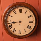 A Victorian Chain Driven Fusee Railway Wall Clock, the circular 12 inch white enamel dial with Roman