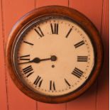 A Victorian Chain Driven Fusee Railway Wall Clock, the circular 12 inch white enamel dial with Roman