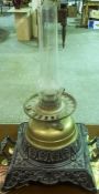 A Railway Brass Oil Lamp, circa late 19th century, the wick adjuster knobs are stamped for