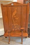 An Art Nouveau Mahogany Inlaid Fire Screen, With a lower shelve, 76cm high, 51cm wide