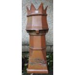 A Salt Glazed Terracotta Crown Top Chimney Pot, 102cm high