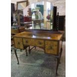 A Vintage Walnut Dressing Table, with tri-plate mirror above drawers, 152cm high, 107cm wide, 49cm