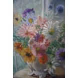 Mary Ethel Hunter (1878-1936) "Still Life of Flowers In a Jug" Oil on Board, signed lower left, 46 x