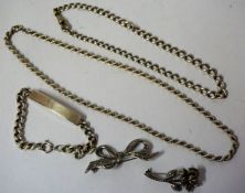 A Small Mixed Lot of Silver & Marcasite Jewellery, To include a silver ID bracelet, a silver watch