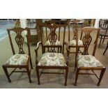 A Set of Five Mahogany Dining Chairs, circa early 20th century, with one carver, having