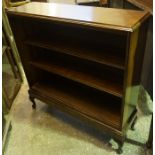 A Mahogany Open Bookcase, Raised on cabriole feet, 92cm high, 93cm wide, 27cm deep