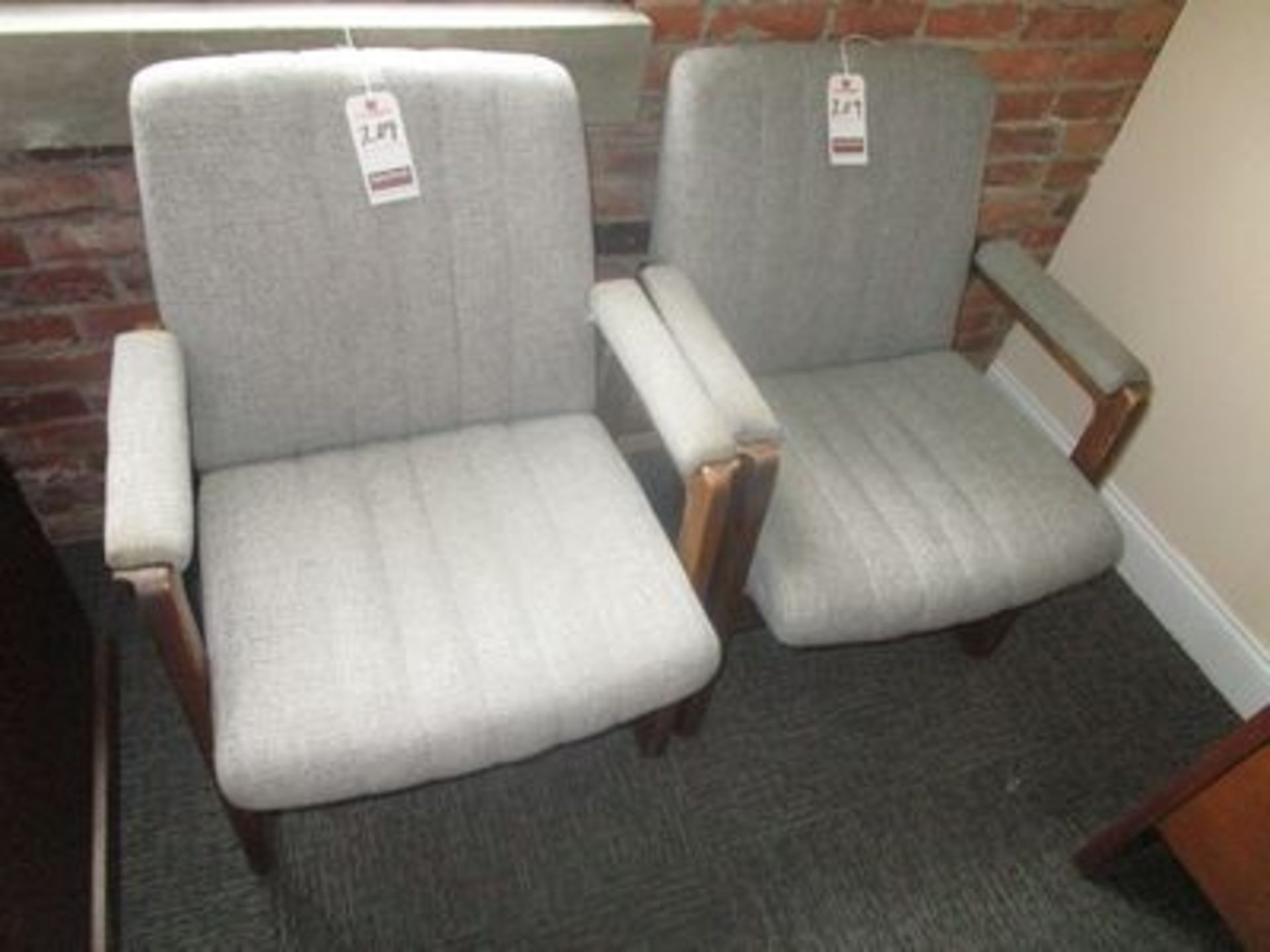 UPH. & WOOD ARM CHAIRS