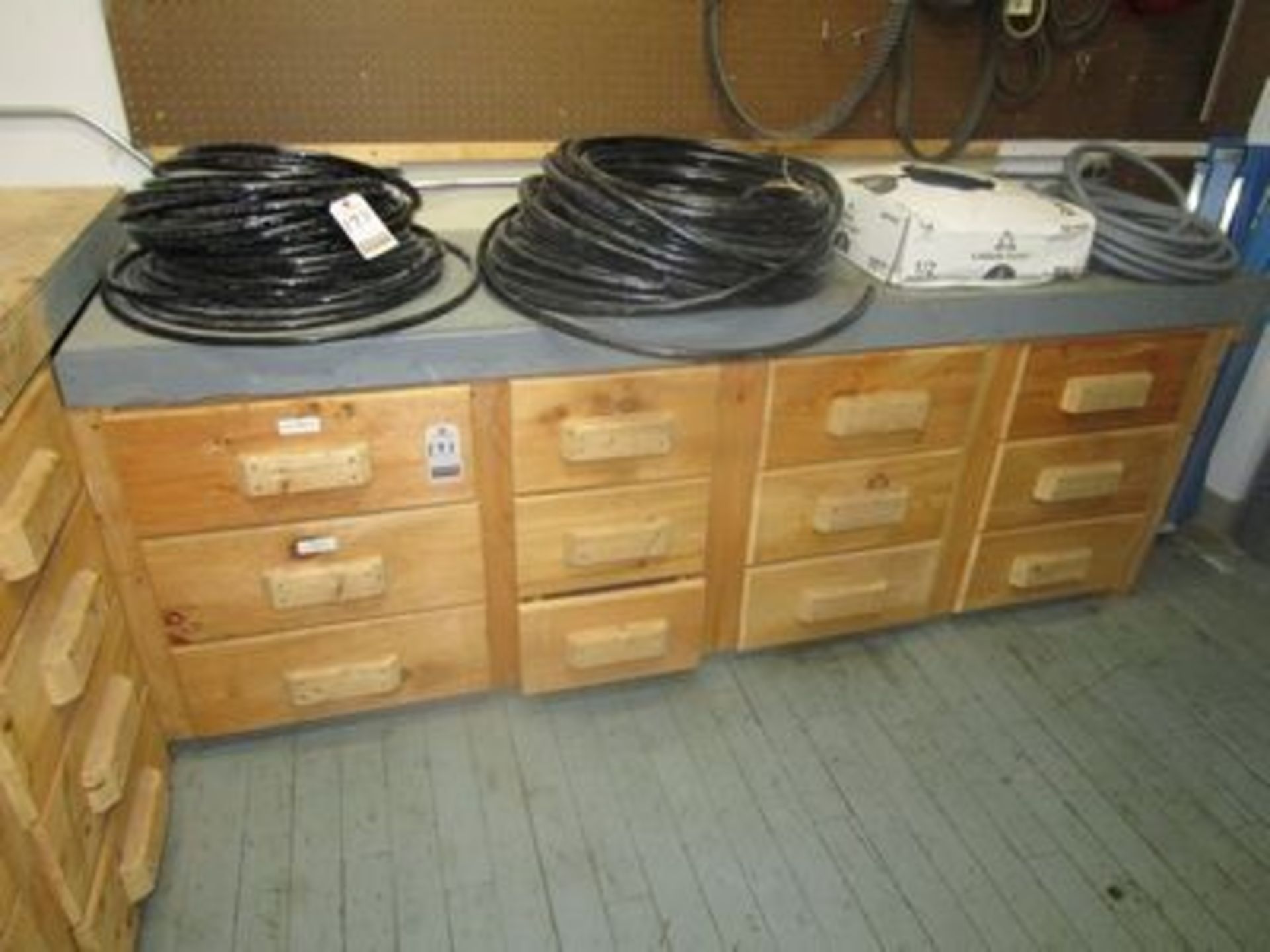 LOT OF ASS'T RUBBER FLEX HOSE, V-BELTS & HAND TOOLS