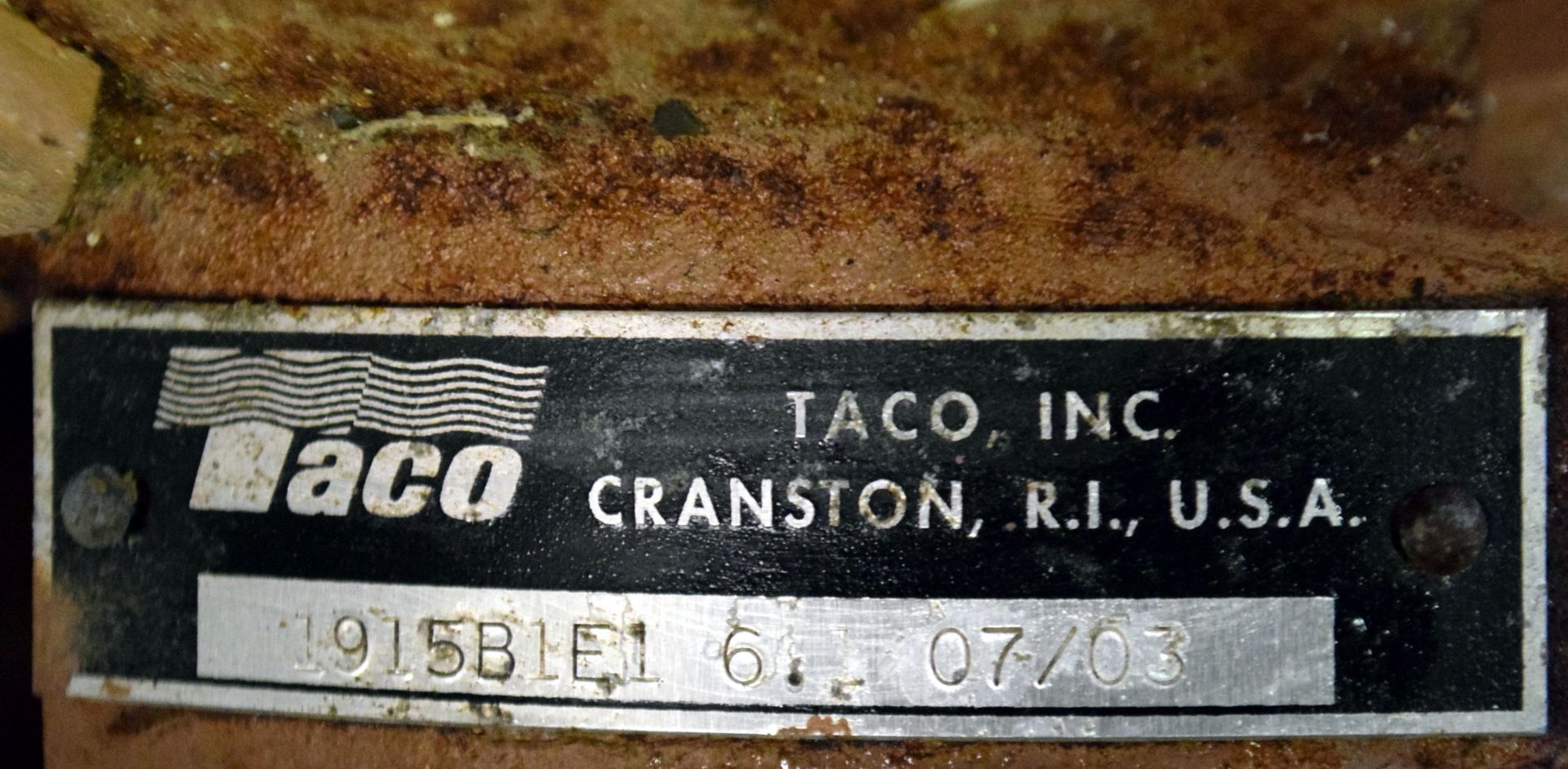 Taco Carbon Steel Pump, Model 1915B1E1, Serial# 6.1-07/03. Driven by a 3/4hp, 1/60/115/230 volt, - Image 4 of 4