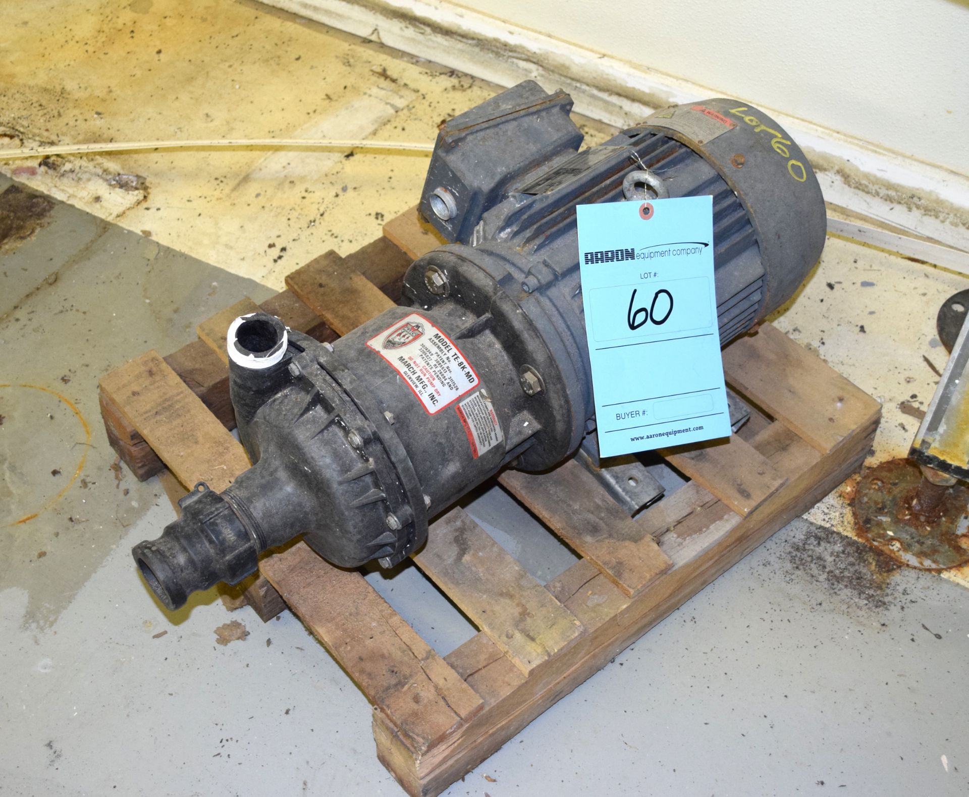 March Polypropylene Pump, Model TE-8K-MD. Driven by a 5hp, 3/60/208-230/460 volt, 3500 rpm motor.