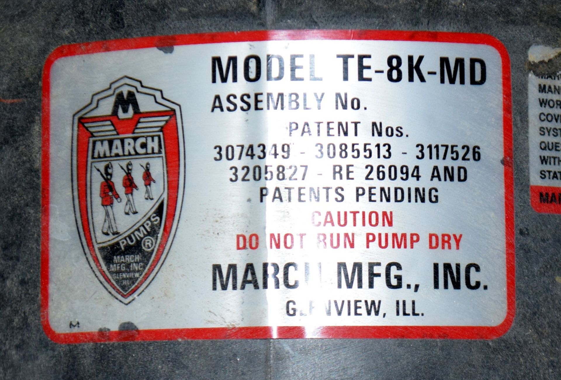 March Polypropylene Pump, Model TE-8K-MD. Driven by a 5hp, 3/60/208-230/460 volt, 3500 rpm motor. - Image 4 of 4