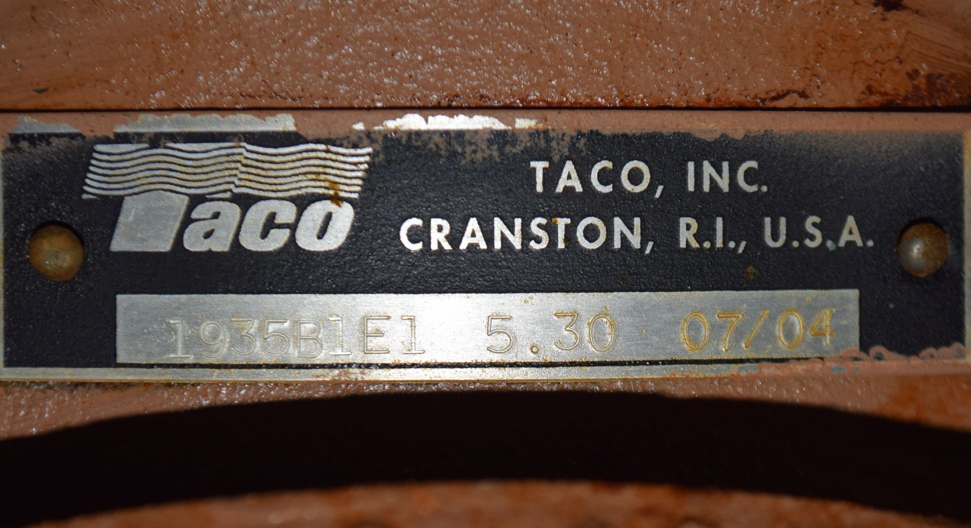 Taco Carbon Steel Pump, Model 1935B1E1, Serial# 5.30-07/04. Driven by a 3/4hp, 1/60/115/230 volt, - Image 4 of 4