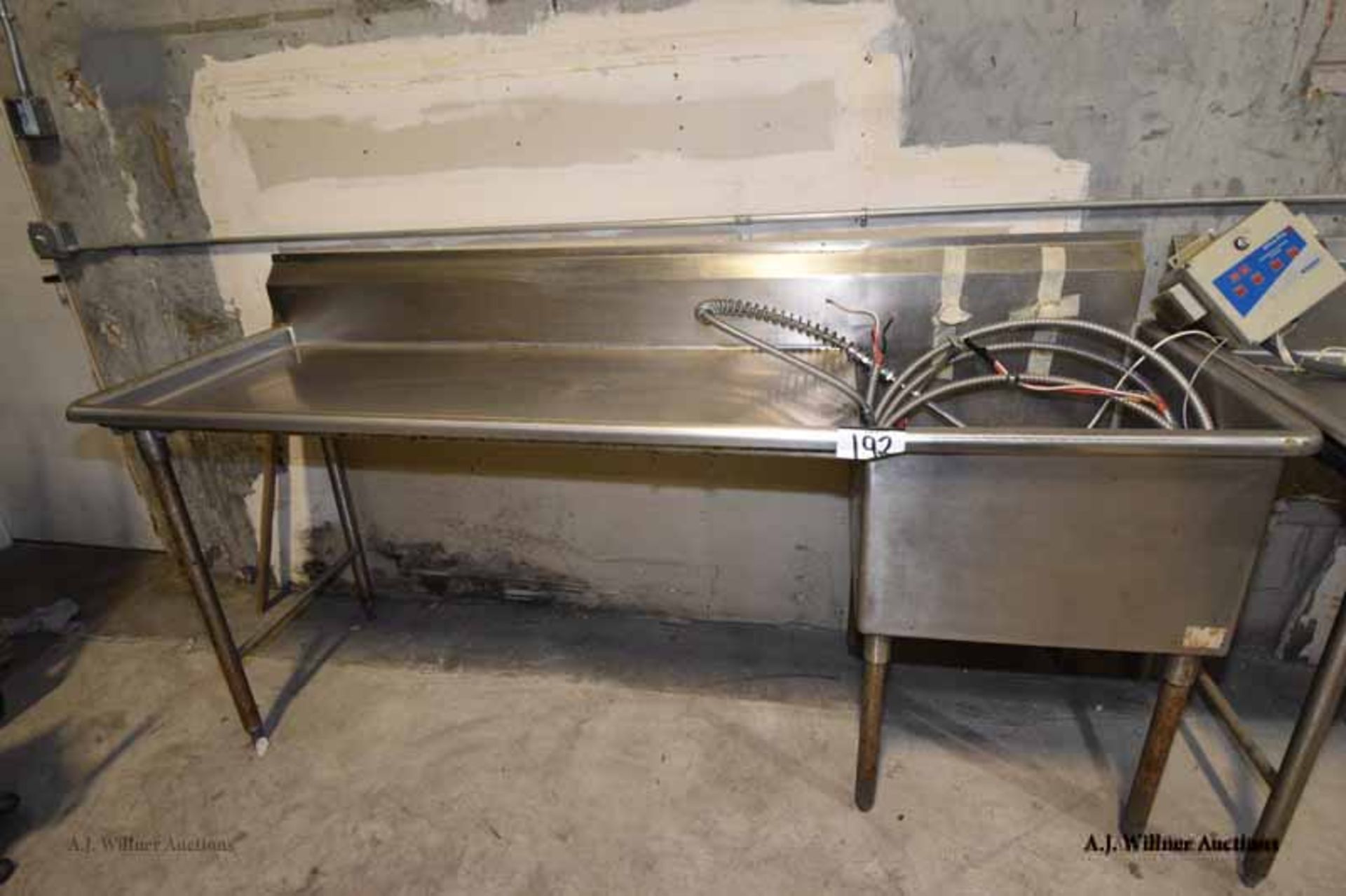 Stainless Steel Single Well Sink 87" w/ Goose Neck Faucet